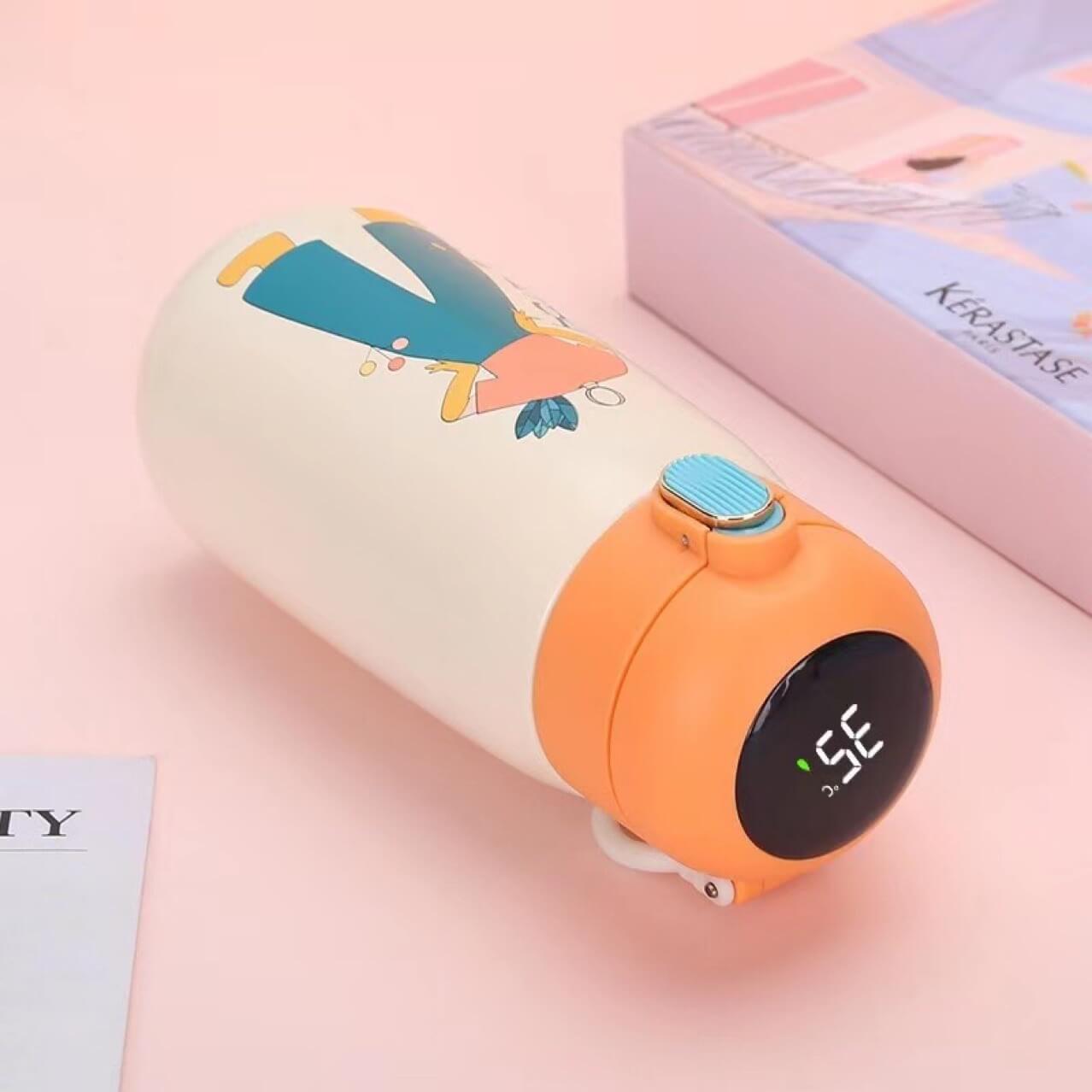 Orange Kids Intelligent Vacuum Flask Temperature display.jpg