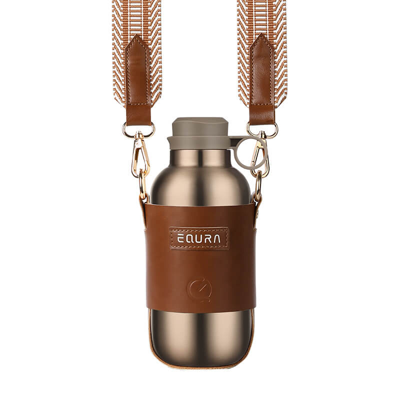 Brown Gym Coffee Water Bottle with sling custom.jpg